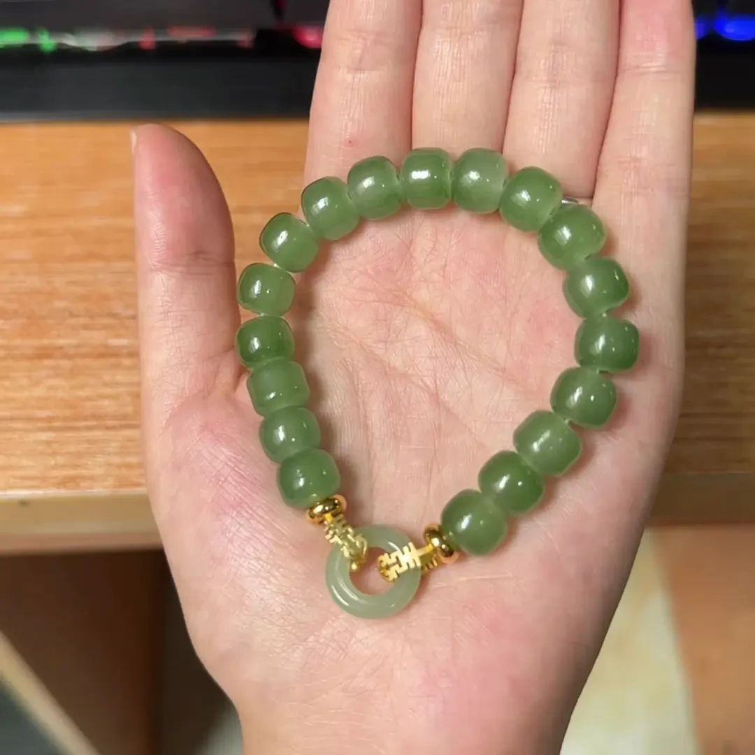 【超值2条】新款菠菜绿平安扣轻奢复古单质磷肥