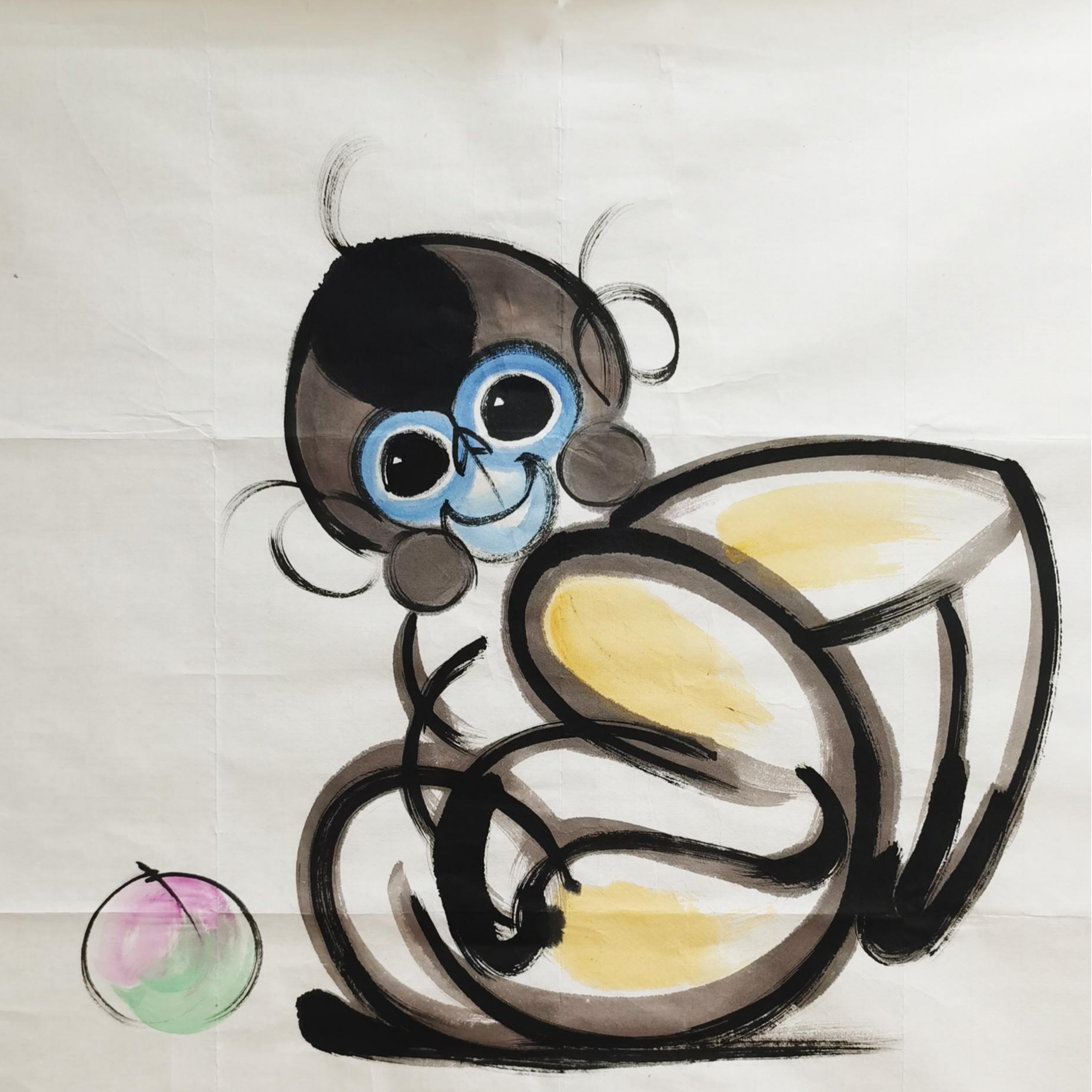 【辽拍】V250709-2-949《猴》（4.2平尺) 纸本镜心  yy1231t