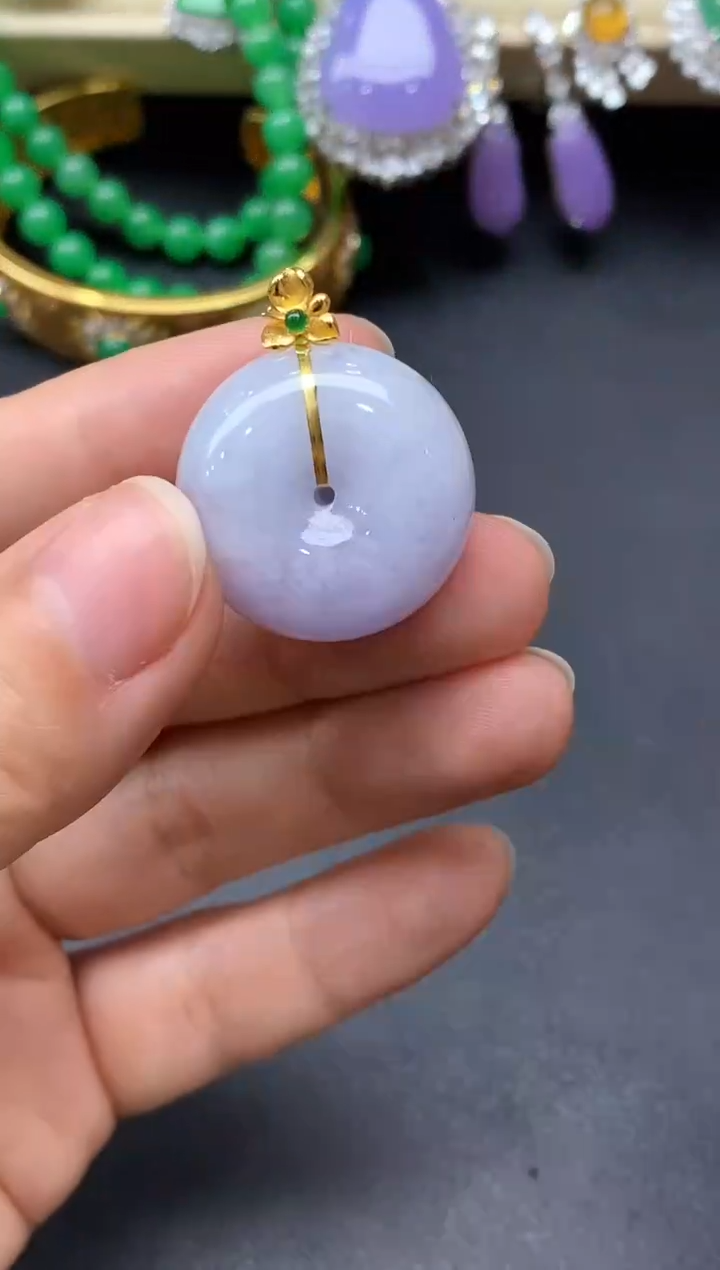 翡翠18K金镶嵌颈饰64-中国好珍宝