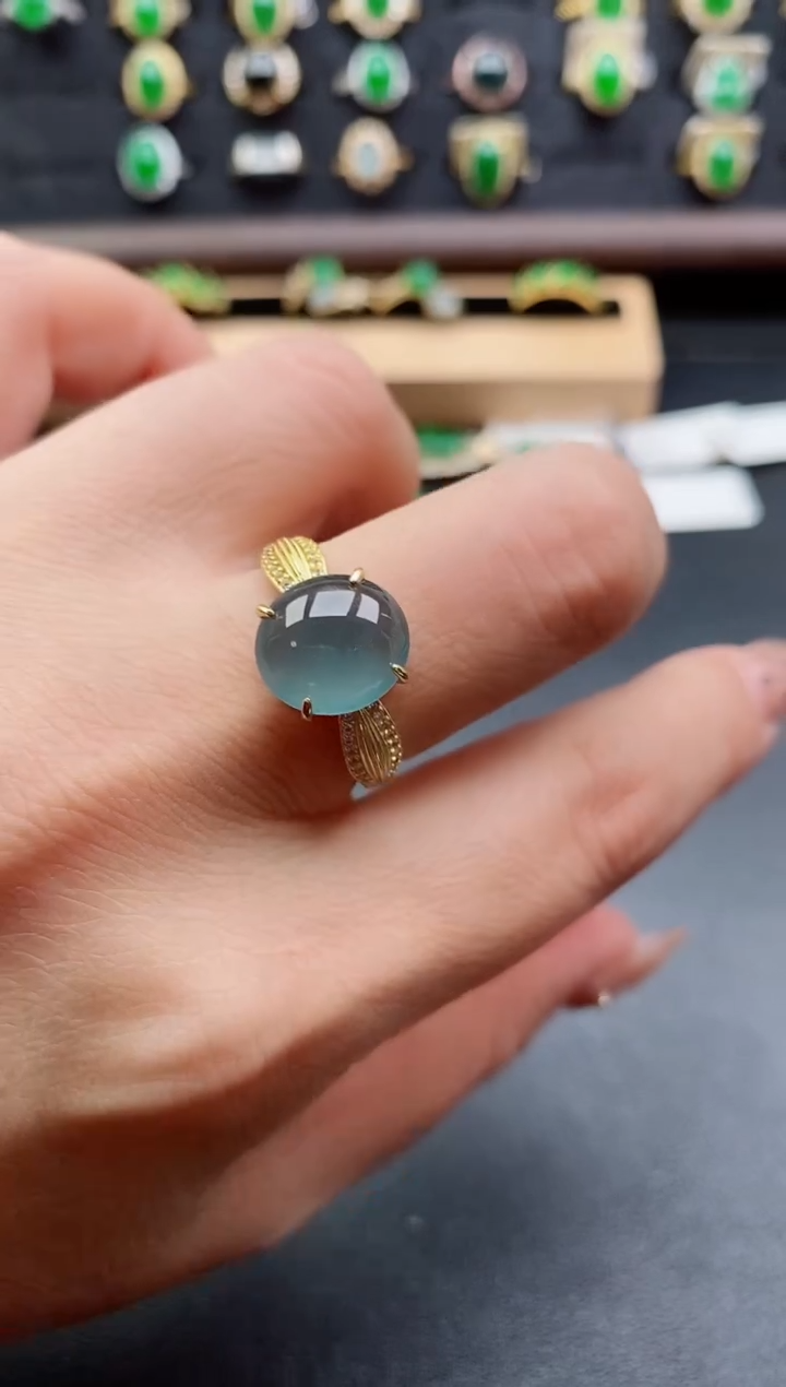 银S925镶嵌戒指翡翠1