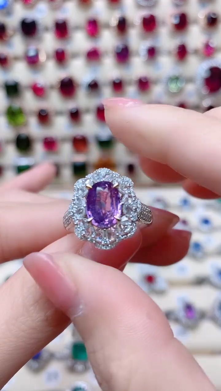 【闪购商品】彩色蓝宝石18K金戒指18K金镶嵌1