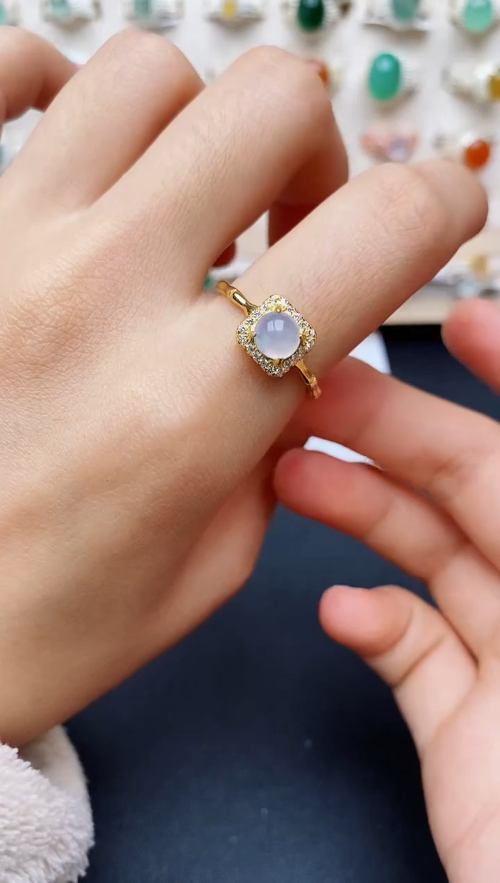 【闪购商品】翡翠戒指银S925镶嵌缅甸翡翠