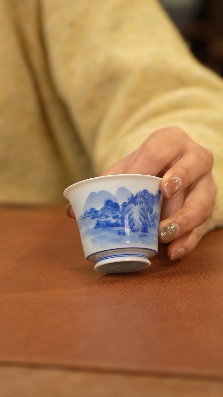 【闪购商品】杯浑窑山水马蹄杯