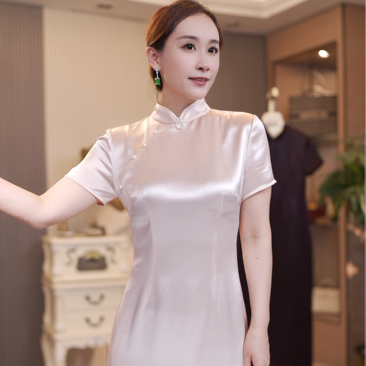 【晓时尚fashion】净版粉色旗袍女