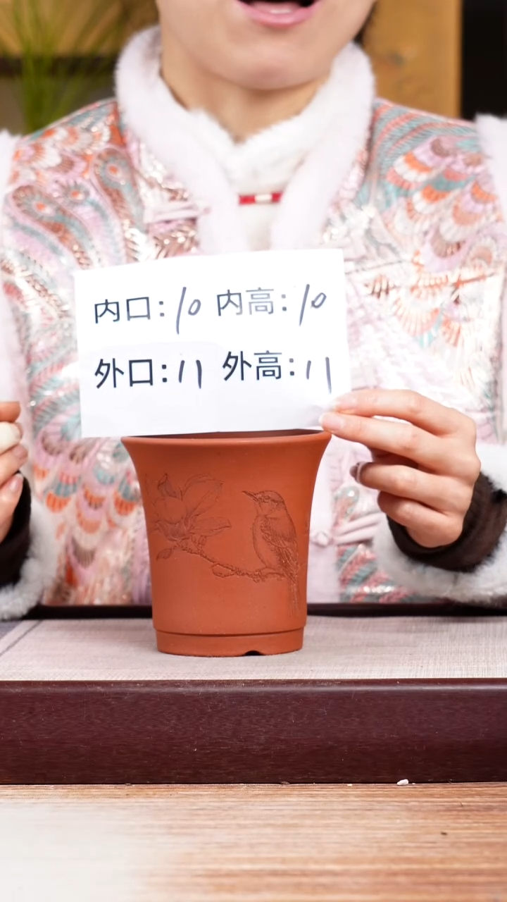 紫砂花盆新款清水泥玉兰小鸟迷你圆盆一只无托