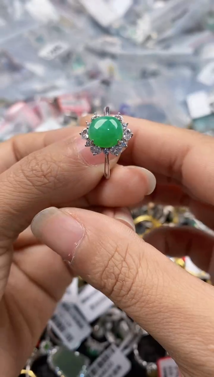 银S925镶嵌戒指翡翠222--6