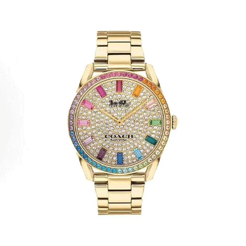 COACH蔻驰PRESTON系列七彩满钻36MM石英女腕表14503657