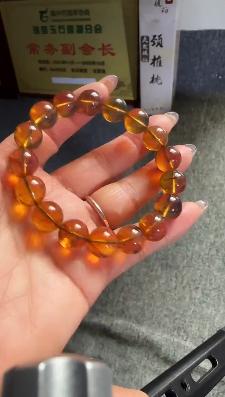 手串琥珀未镶嵌#22缅甸琥珀金翁珀手串12mm