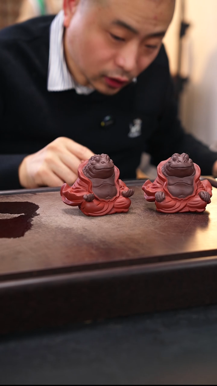 紫砂茶宠蟾仙一对