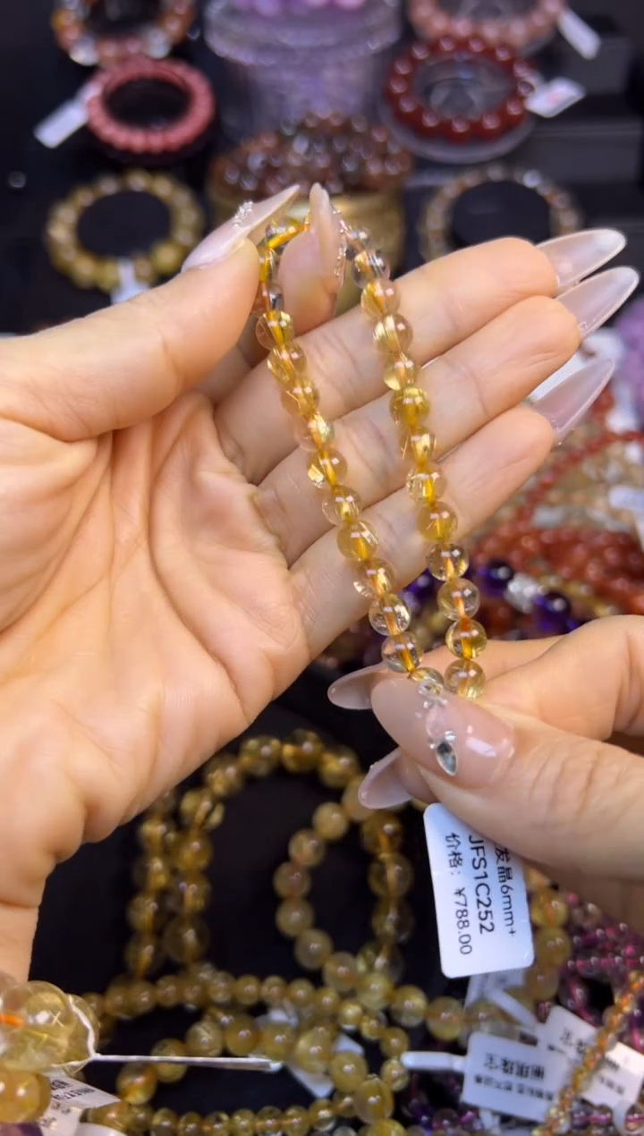 未镶嵌手串水晶金发晶6.7mm