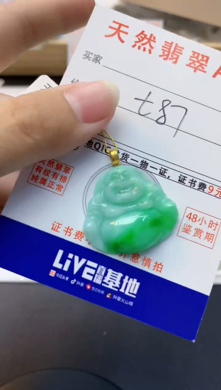 颈饰18K金镶嵌翡翠天然缅甸A货翡翠