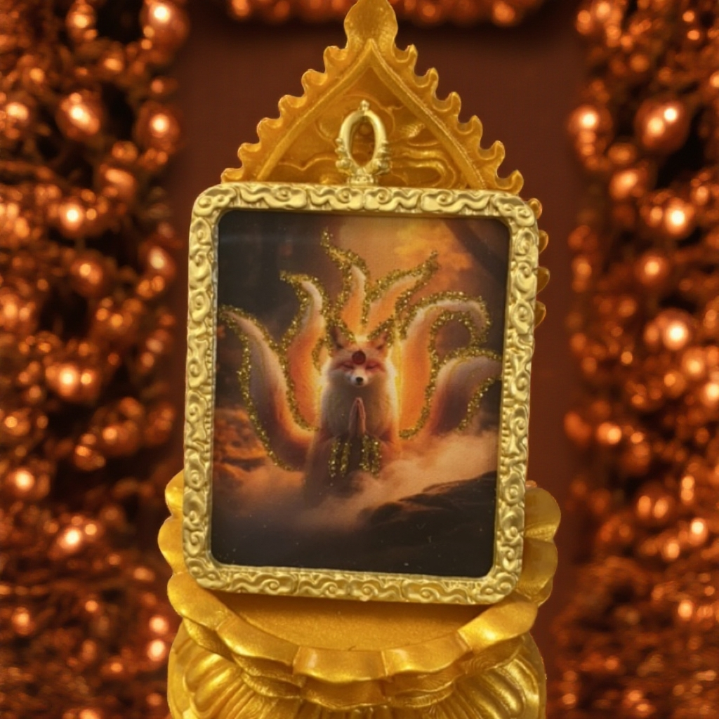 彩金钻石款九尾狐唐卡