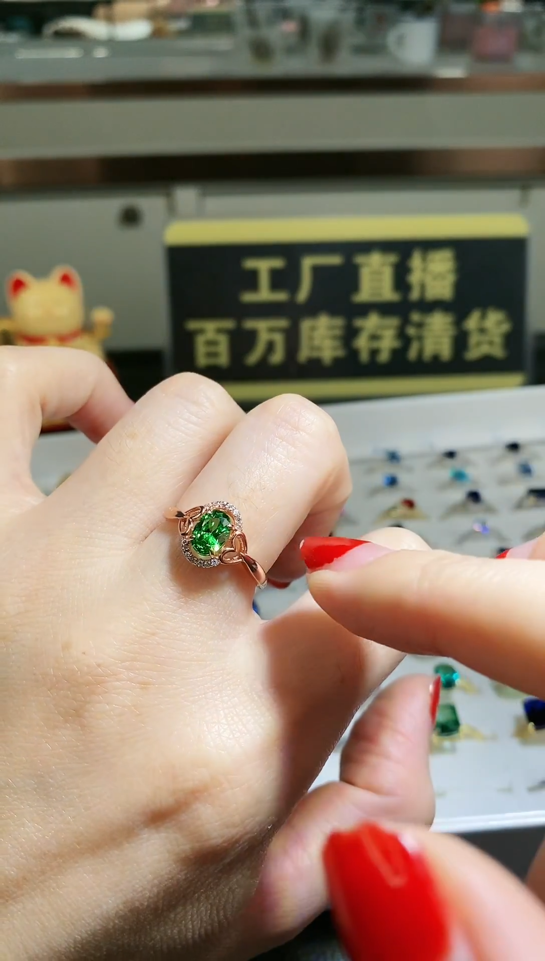 【闪购商品】斧石戒指银S925镶嵌S925银戒指