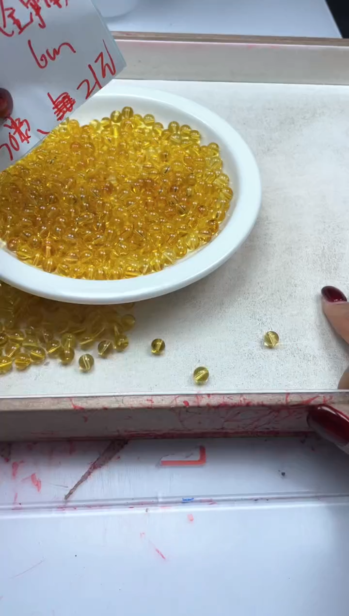 【闪购商品】水晶颈饰未镶嵌w127全净体黄水晶6mm*30颗