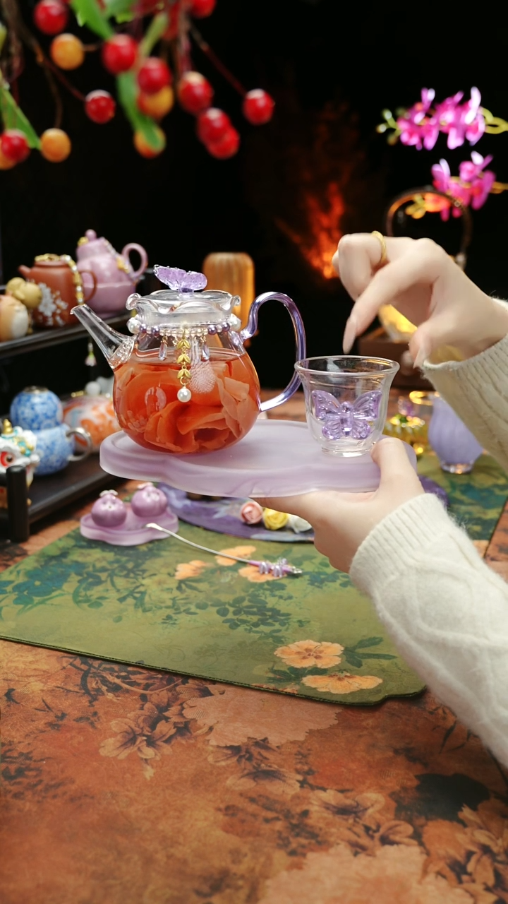 【闪购商品】紫色壶承+茶壶+链子+杯子