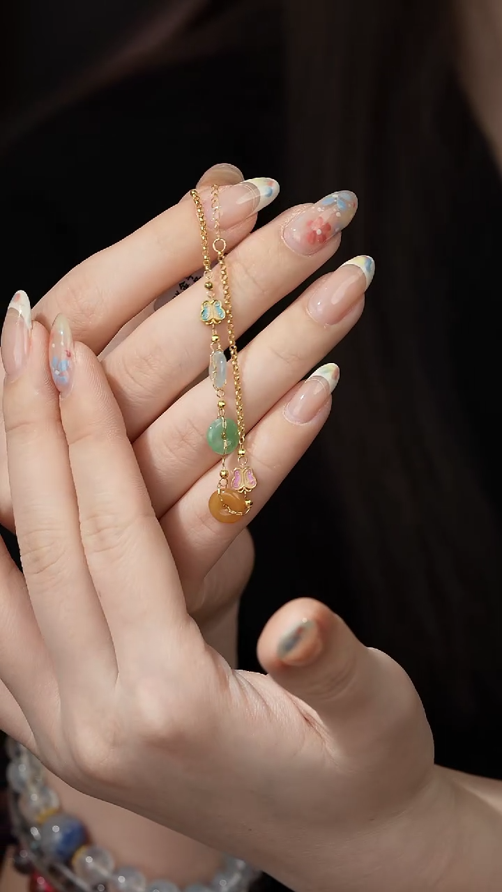 【闪购商品】18K金镶嵌翡翠手链R01（多样性发一件）