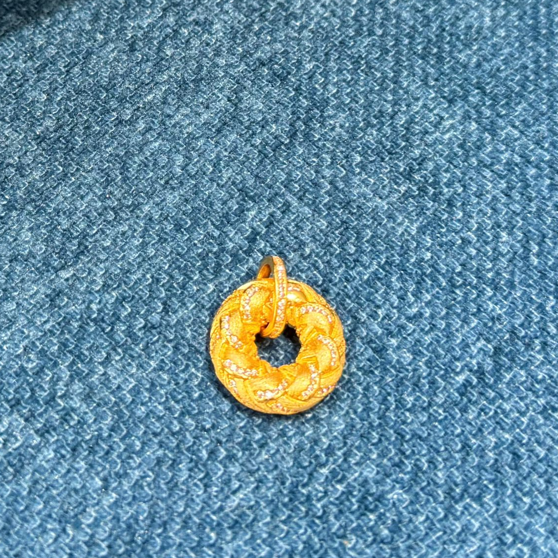 铜吊坠 佳财财(铜合金)【DZ009】镀24K真金钻拉丝甜甜圈吊坠挂坠