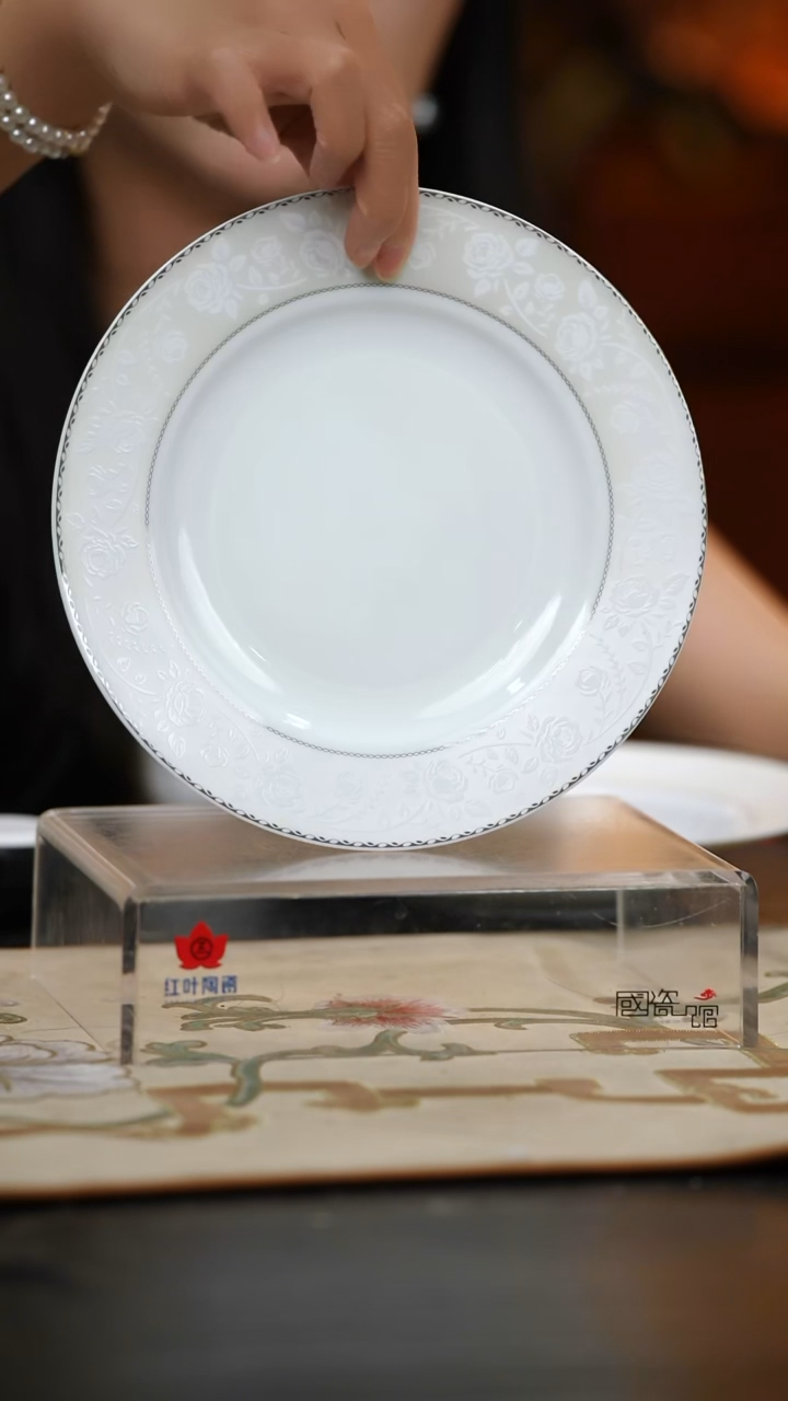 4个微瑕白玫瑰8英寸平盘