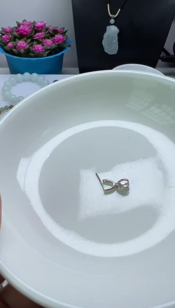 银S925镶嵌散珠翡翠张*S925银扣头