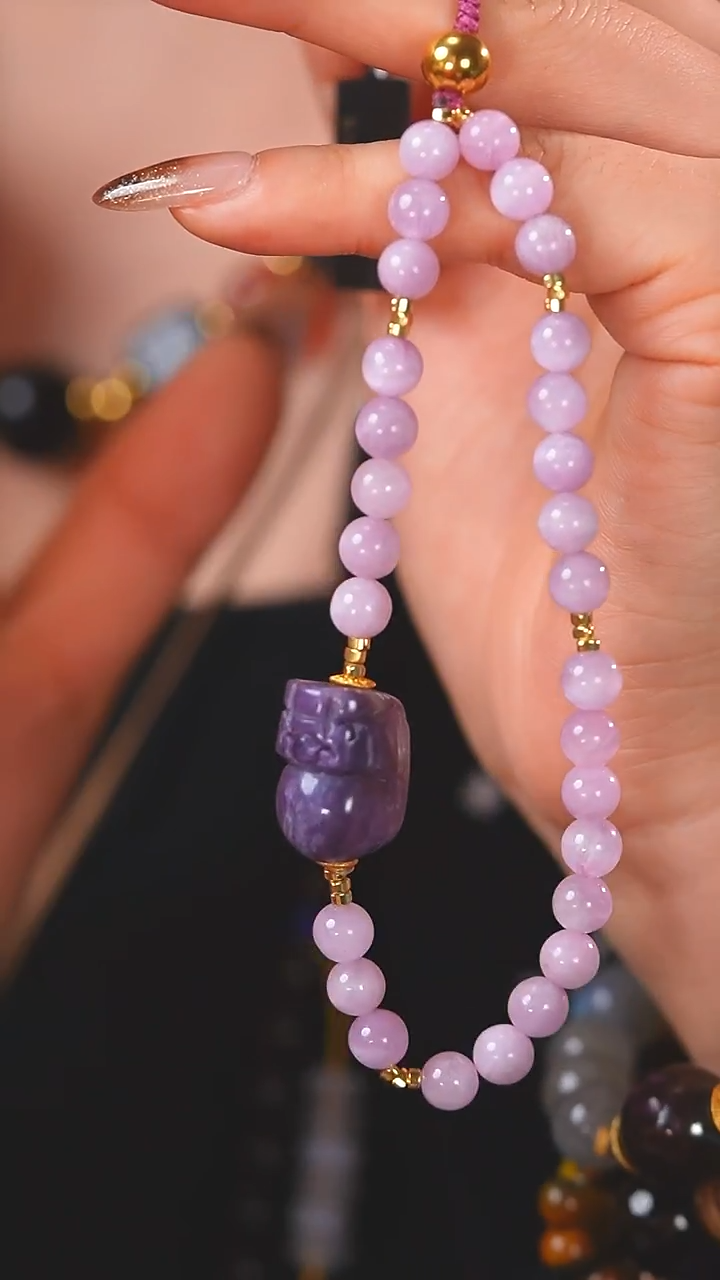 未镶嵌锂辉石挂件F1051 紫龙 貔貅  紫锂辉 挂件