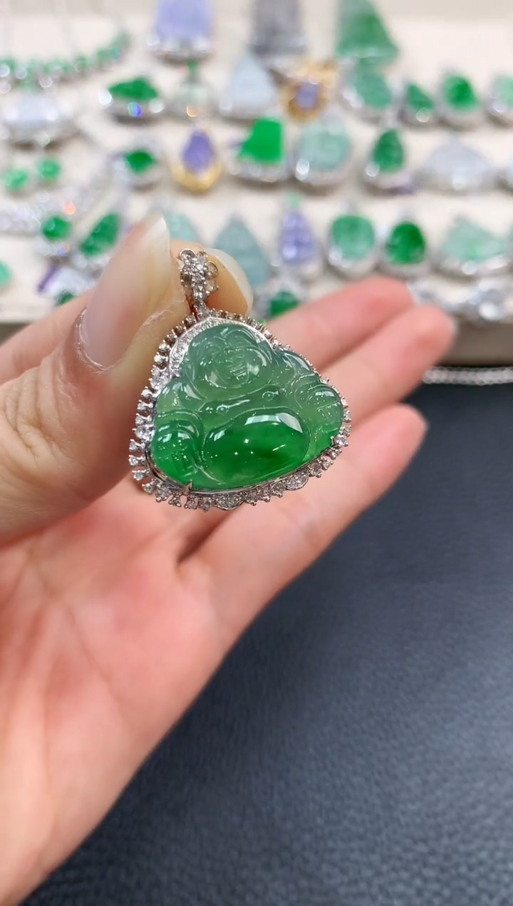 【闪购商品】翡翠吊坠(不含链)18K金镶嵌n39     