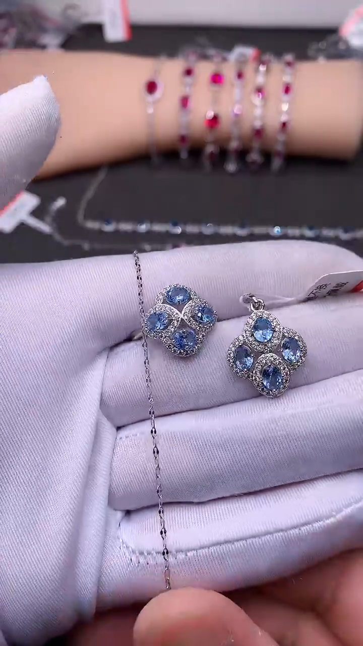【闪购商品】海蓝宝石戒指银S925镶嵌......