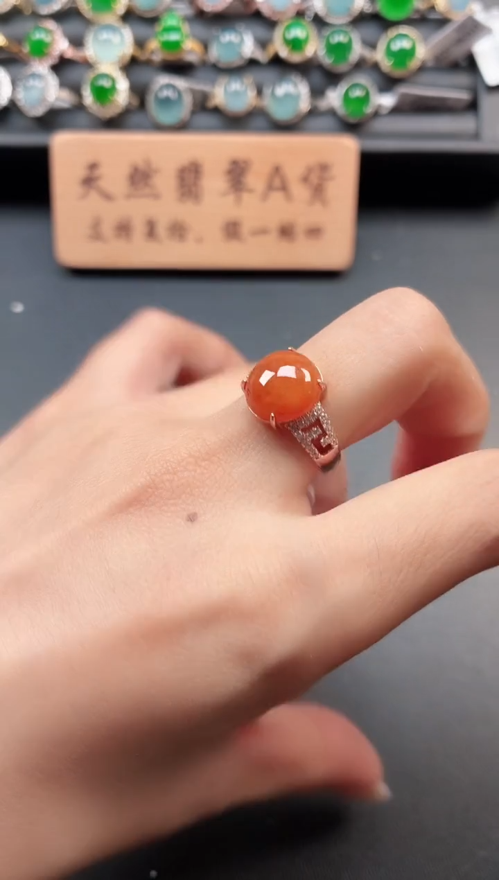 银S925镶嵌戒指翡翠1