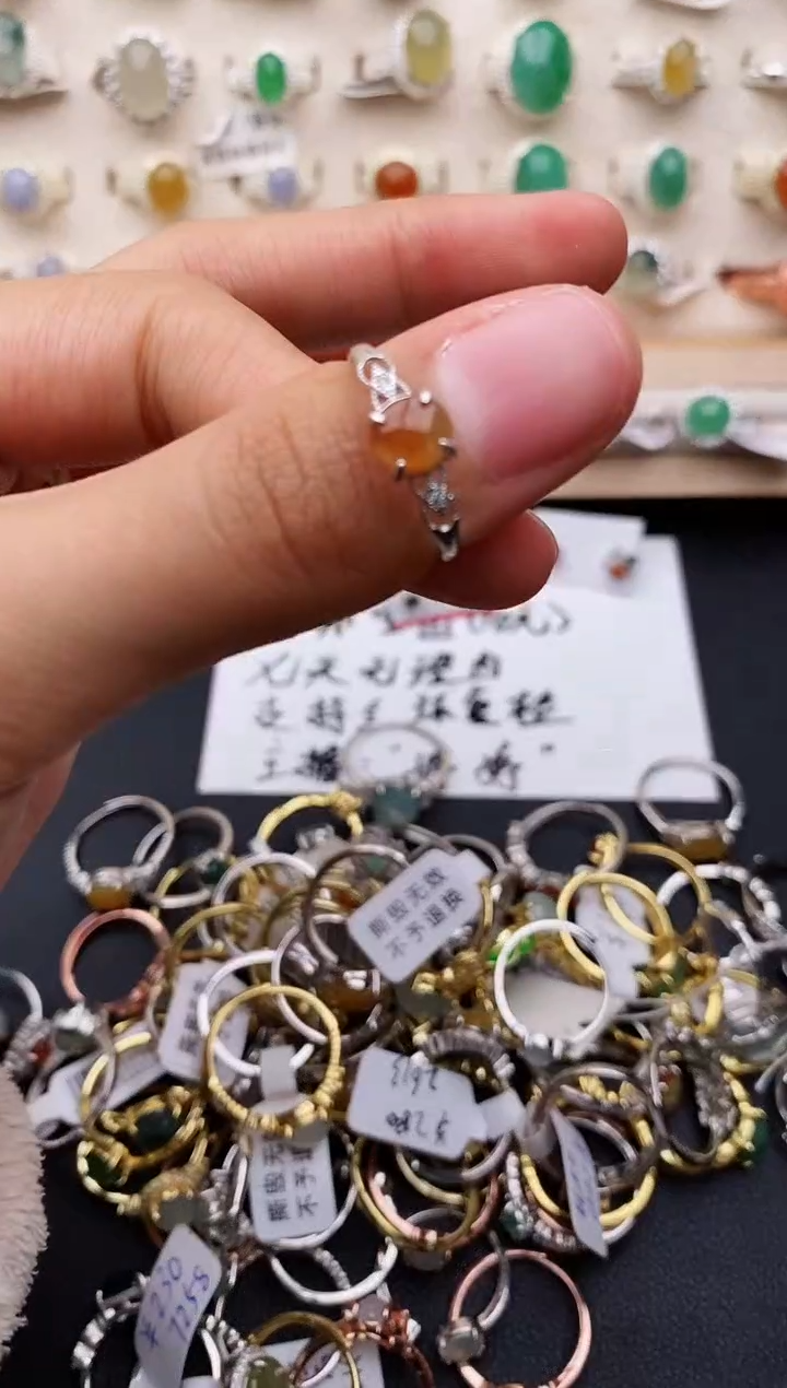 【闪购商品】翡翠戒指银S925镶嵌缅甸翡翠