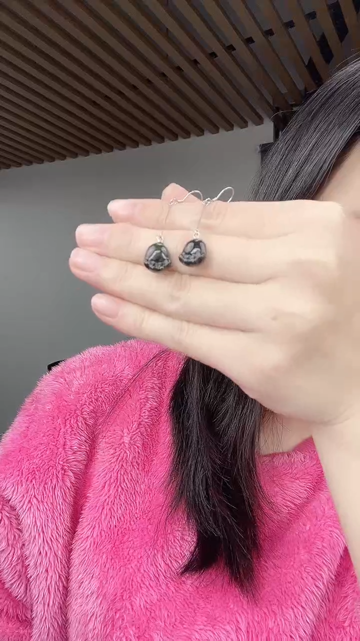【闪购商品】翡翠耳环银S925镶嵌耳环