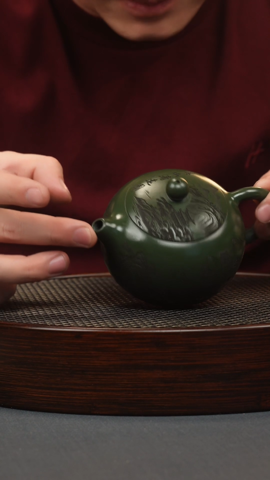 【闪购商品】紫砂茶壶绿泥西施刻绘