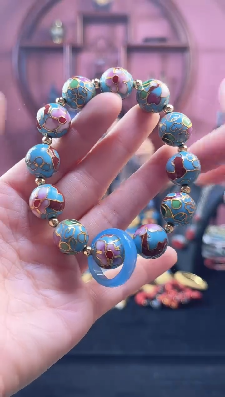 非遗 景泰蓝  手串 天蓝 大