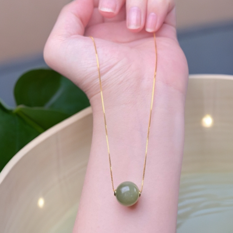 天然和田玉晴水路路通吊坠(卡12mm)（带s925银项链一套）