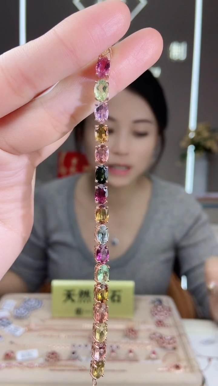 【闪购商品】碧玺手链银S925镶嵌手链