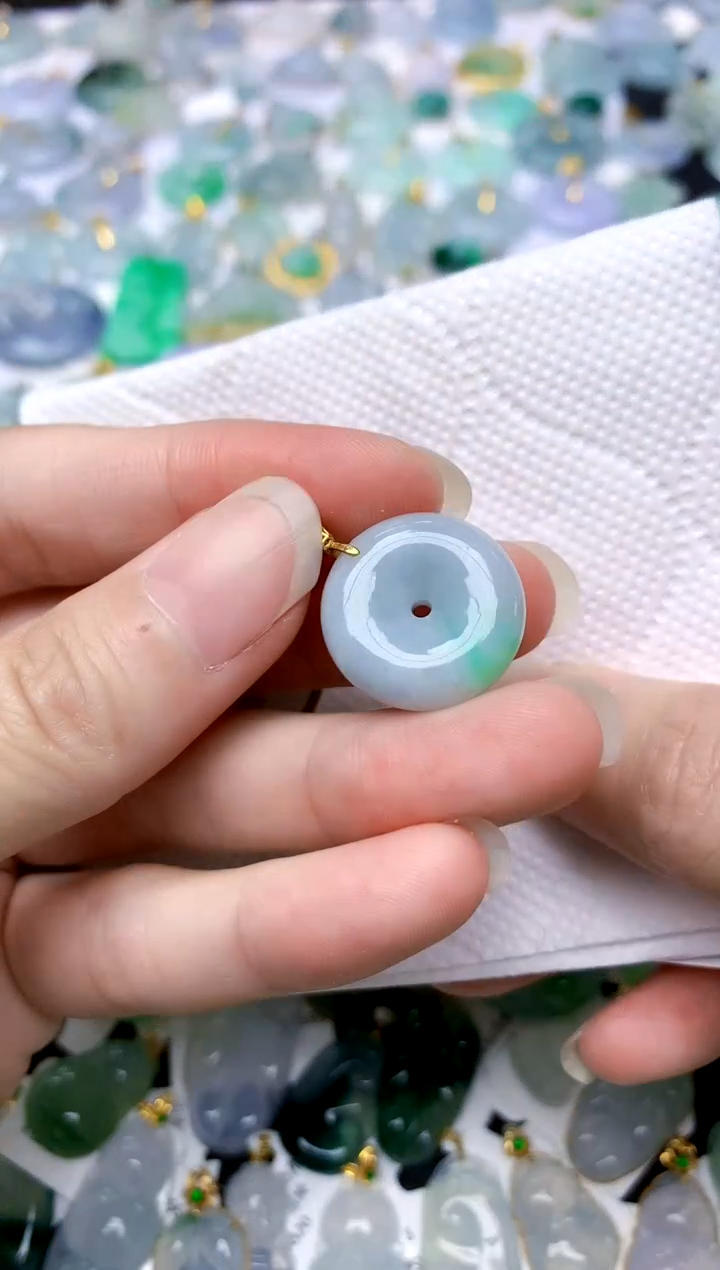 颈饰银S925镶嵌翡翠天然A货翡翠