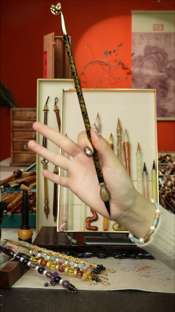 14号闪孤品高货毛笔链接 清水试笔 蘸墨不退