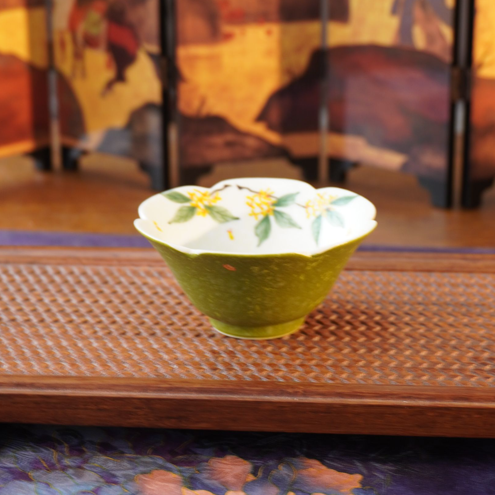 【洒金桂花斗笠杯】陶瓷纯手工主人杯手绘精美复古家用