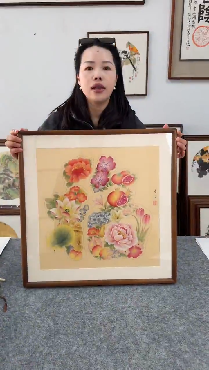 书法青石-百花福-53*53绘画手绘同款
