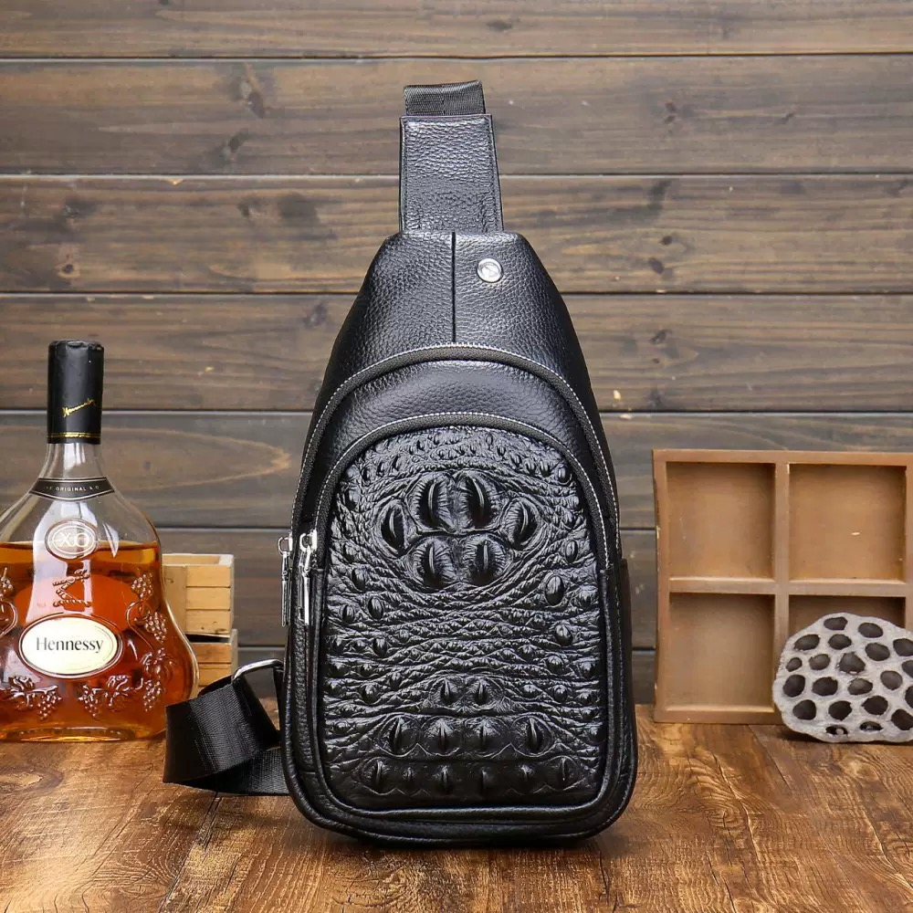 Jinho/金猴头层牛皮男士单肩包休闲运动男生斜挎包红包小背包胸包