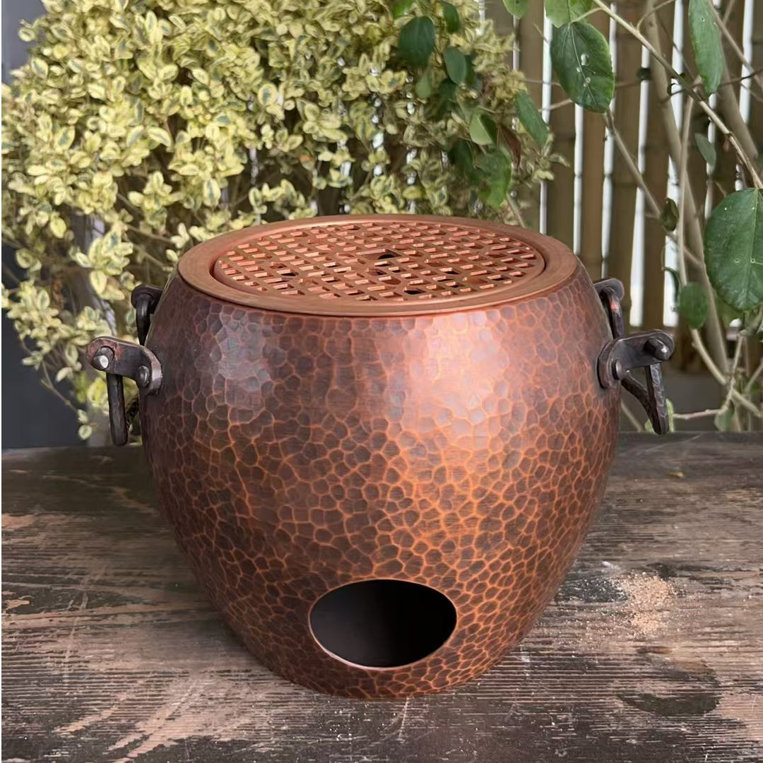 【春喜铜】围炉煮茶圆风孔火炉矮烤盘款{直径23cm高15cm}