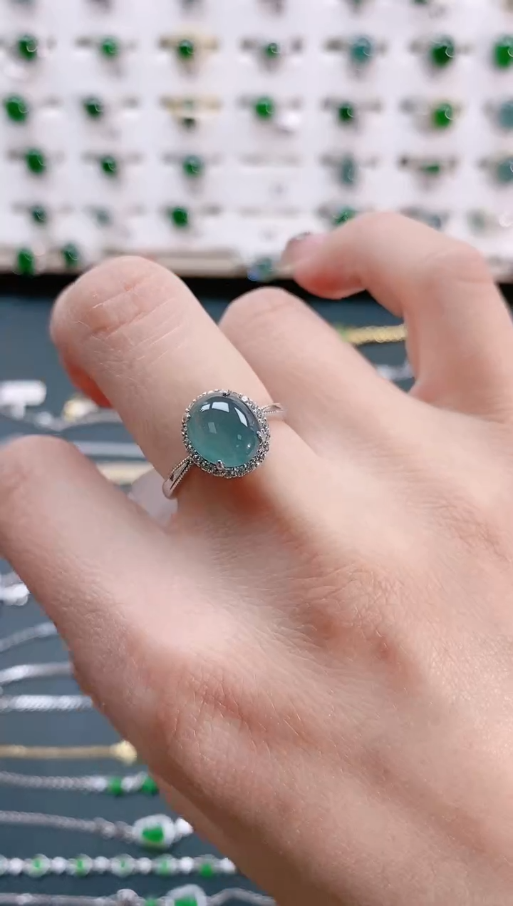 【闪购商品】翡翠戒指银S925镶嵌天然翡翠