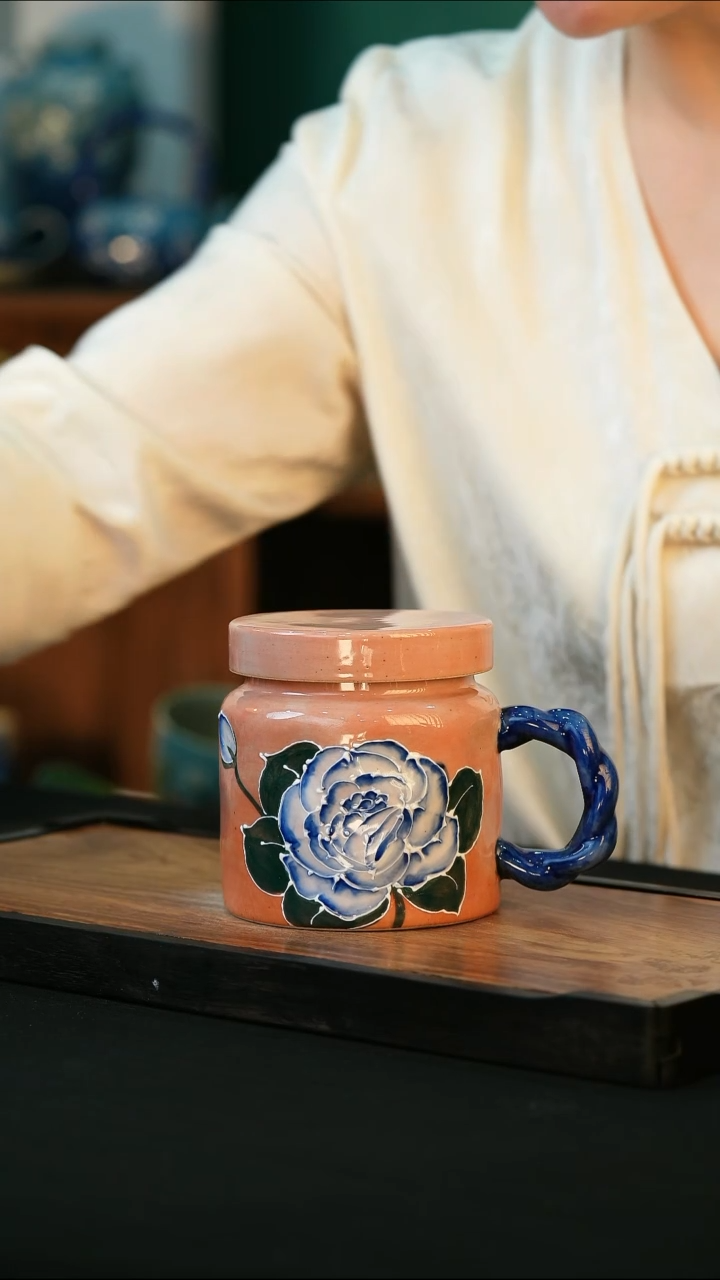 杯手绘心瓷陶瓷浮力