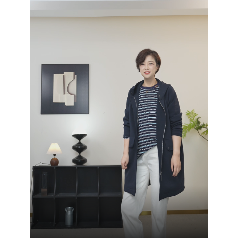 【U.M】御风连帽中长宽松风衣显瘦百搭简洁款