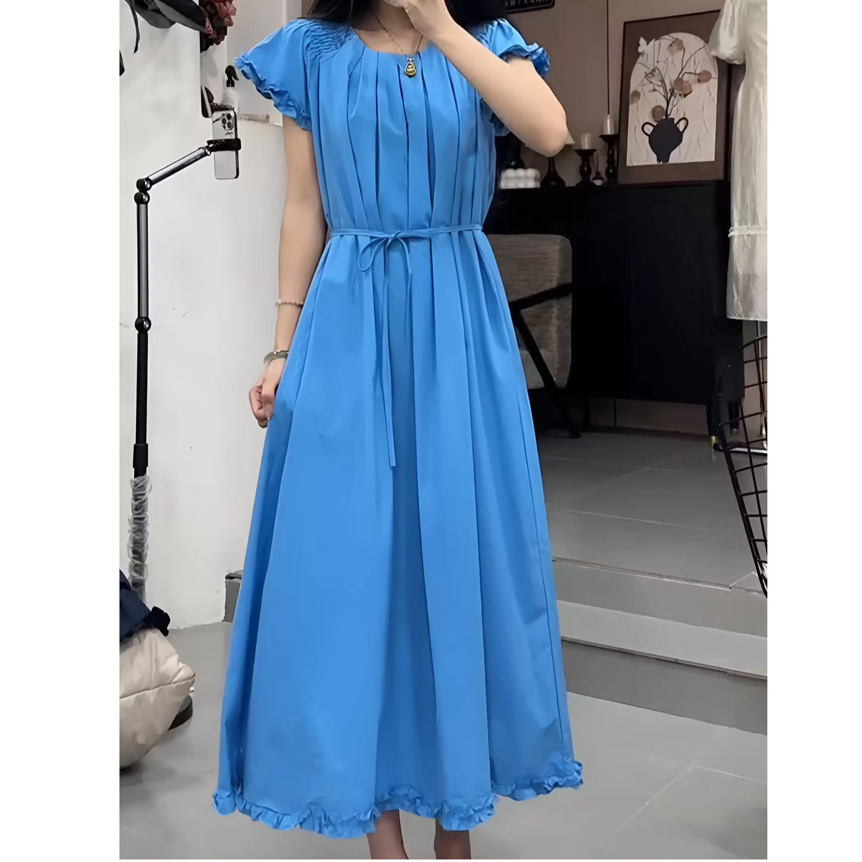 夏季长裙女韩系风运动连衣裙显瘦法式长款通勤风