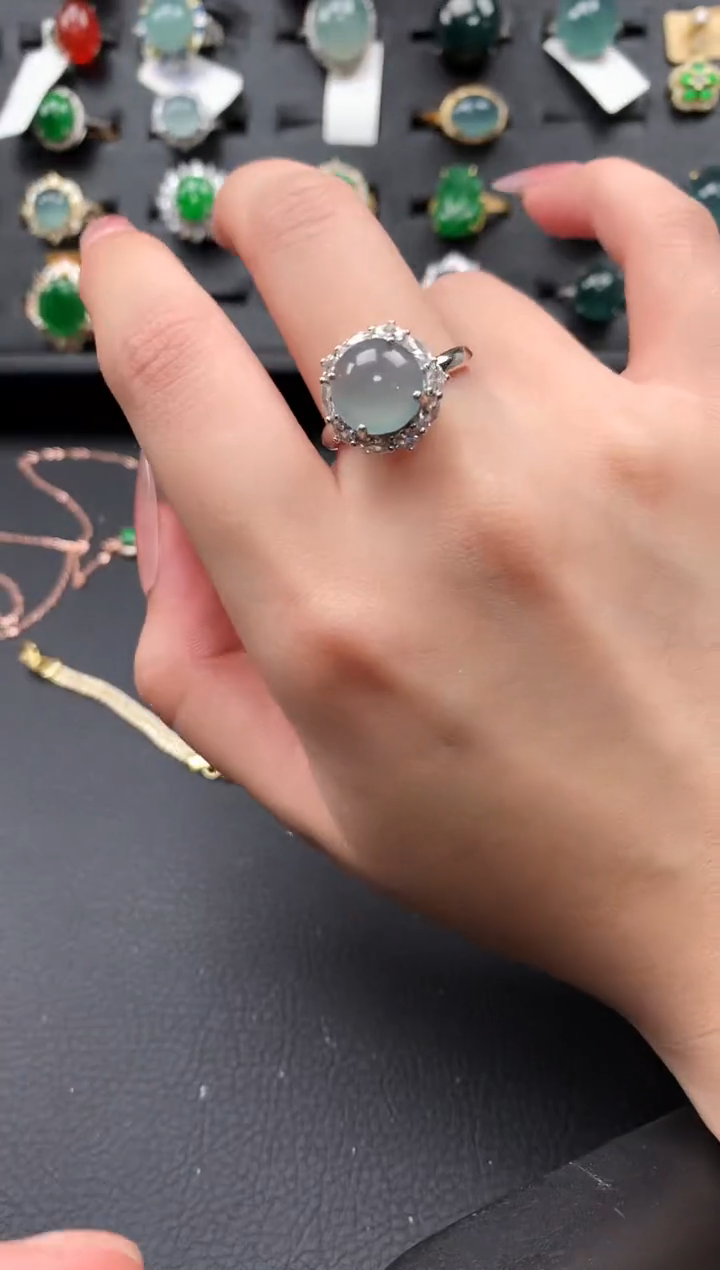 【闪购商品】翡翠戒指银S925镶嵌52141