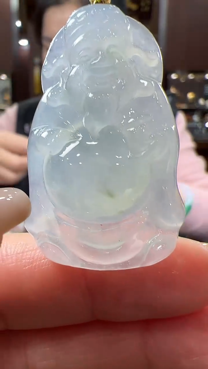 【闪购商品】翡翠挂件18K金镶嵌财神不含链