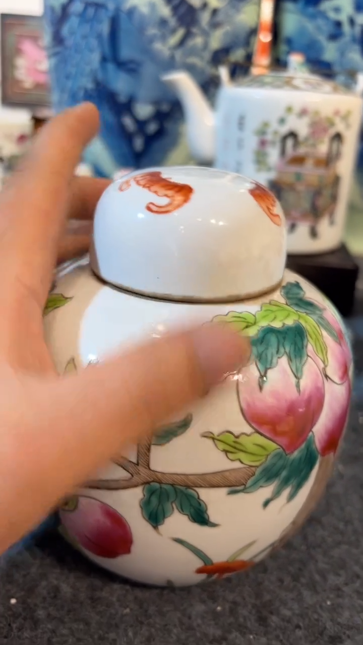 摆件瓷摆件瓷摆件桃子茶叶罐