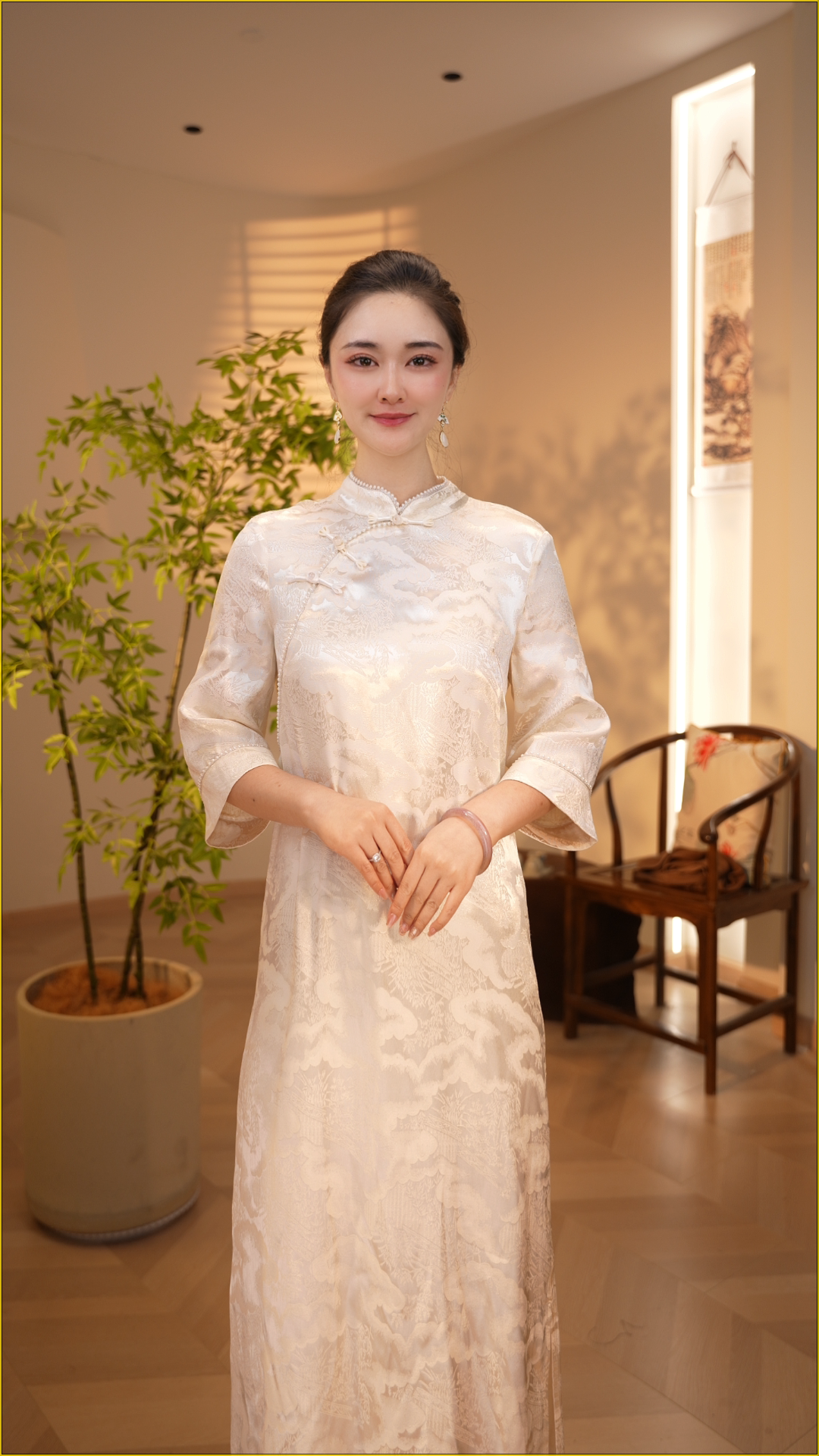 宫典云婵·如意祥云  重磅丝缎爆款夏季显瘦气质花萝裙DZ1118
