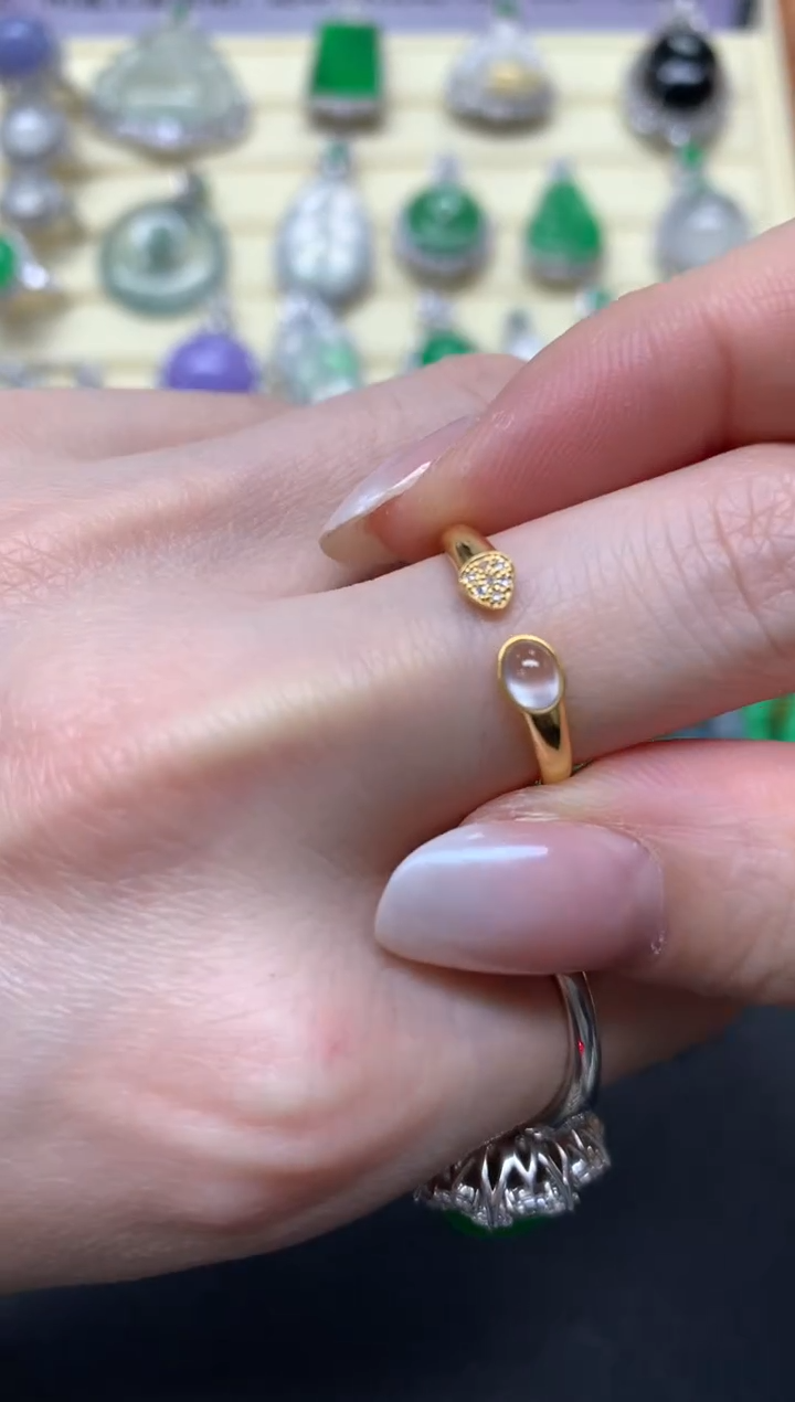 【闪购商品】翡翠戒指18K金镶嵌戒指|1380+138