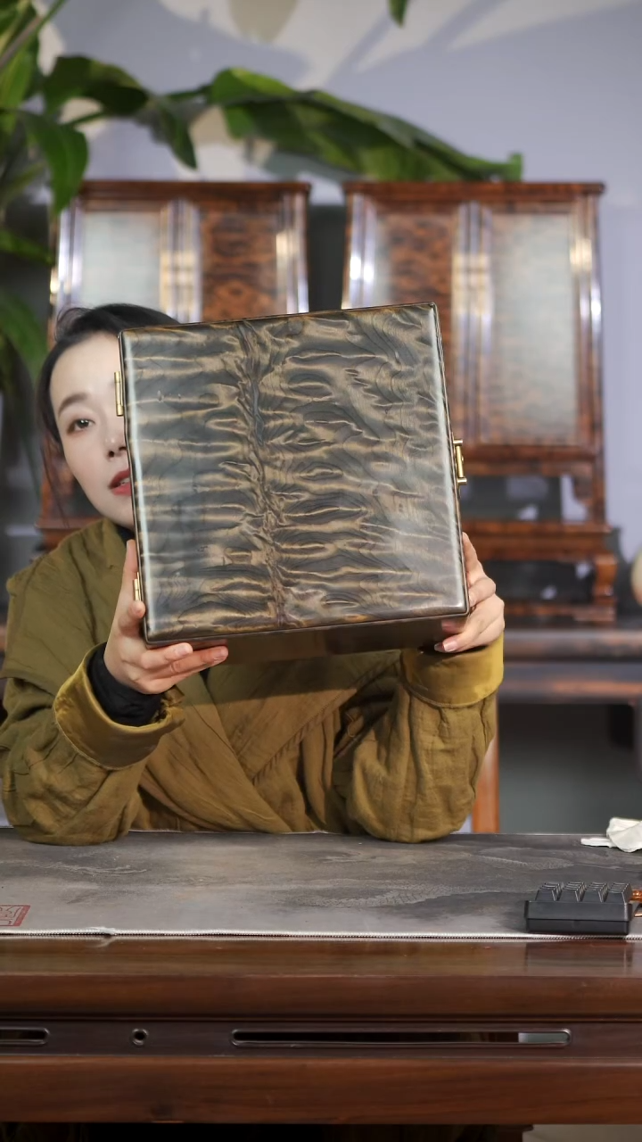 金丝楠云彩水波精工一木一器收纳盒16