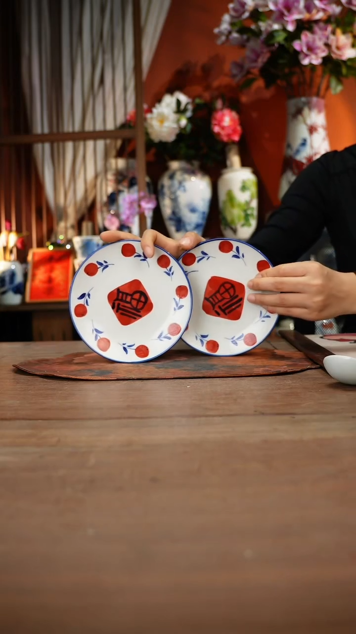 当代高温釉下彩手绘陶瓷餐具